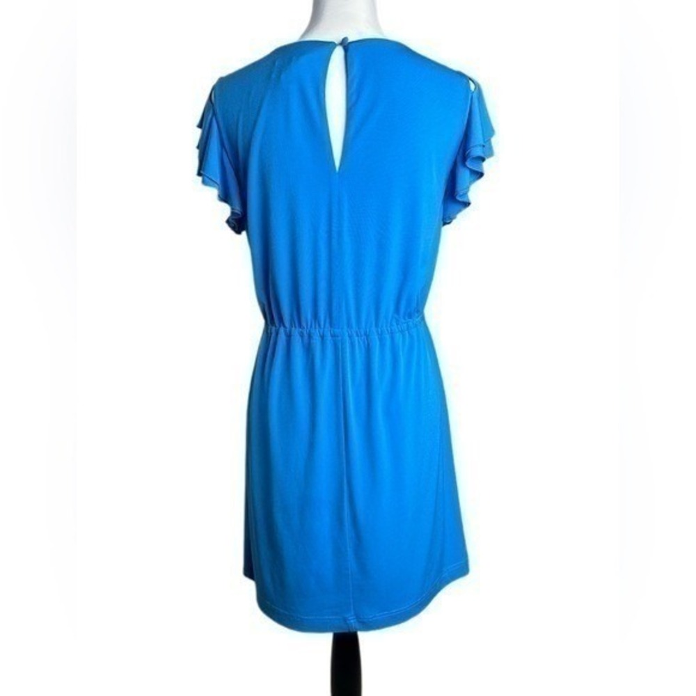 Jessica Simpson Cold Shoulder Ruffle Sleeve Blue Dress Womens‎ Small - Picture 4 of 7